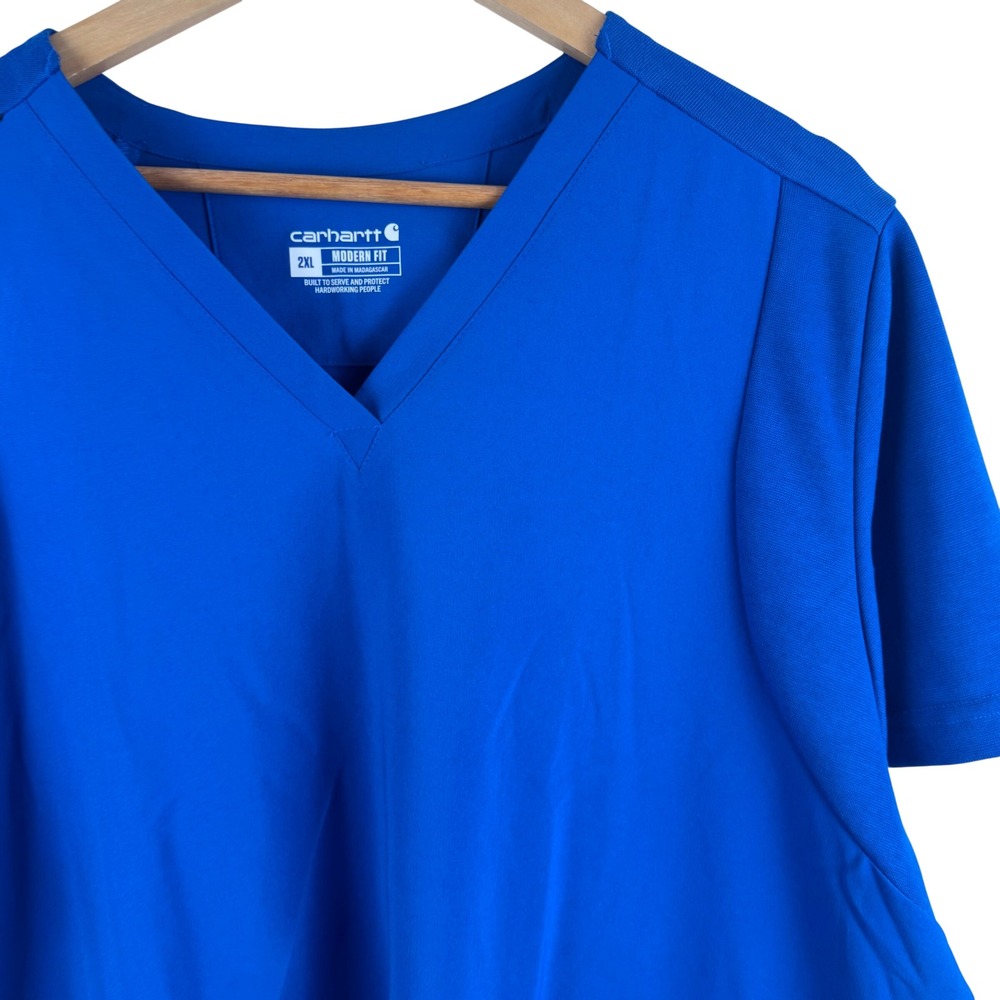Carhartt Scrub Top Women 2XL Royal Blue Force Rugged Flex V-Neck C13210 NWT